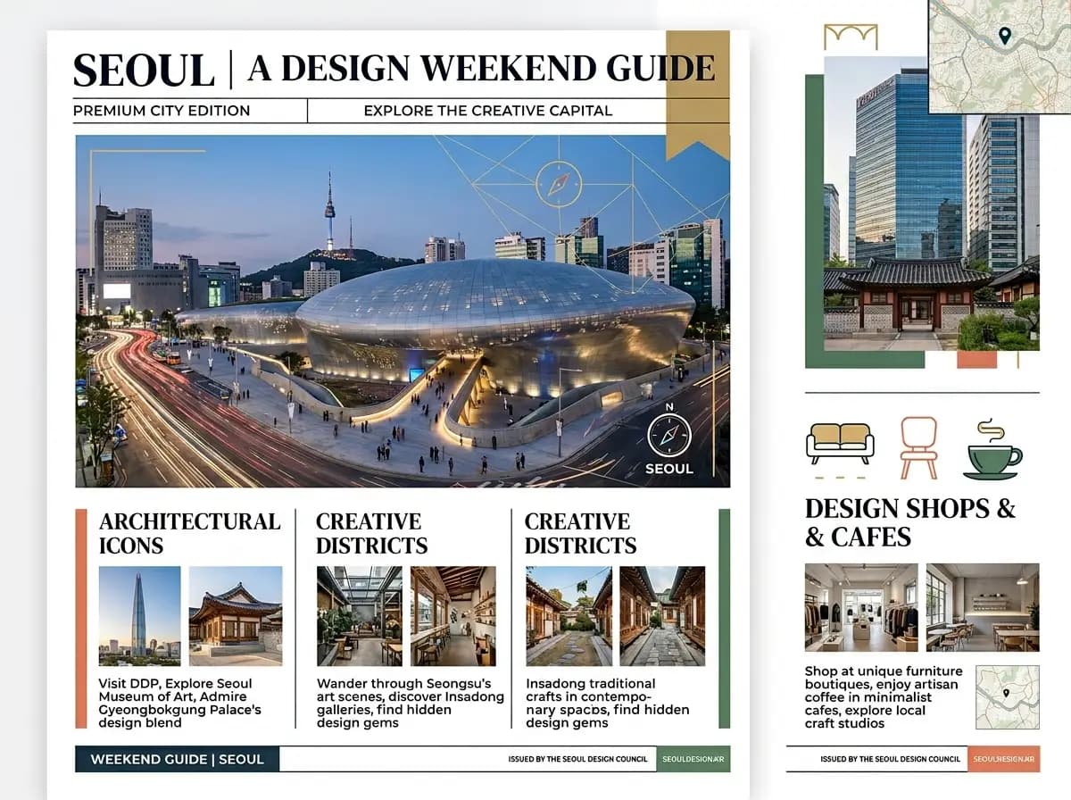 A grounded city guide poster featuring organized local details and a clean, simple-to-read layout.
