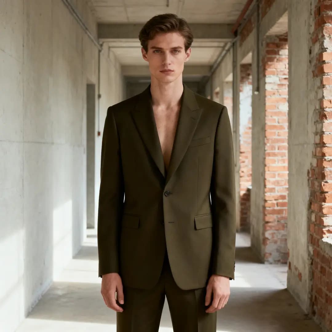 An editorial fashion shot with restrained styling and polished commercial lighting.