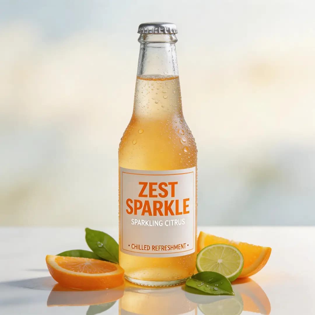 A high-detail beverage campaign frame featuring polished lighting and robust commercial energy.